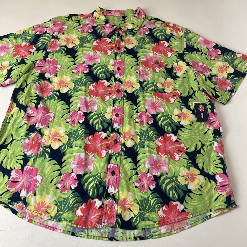 Gymboree Shirt Mens XXL Button up Short Sleeve Hawaiian Beach Summer Linen blend